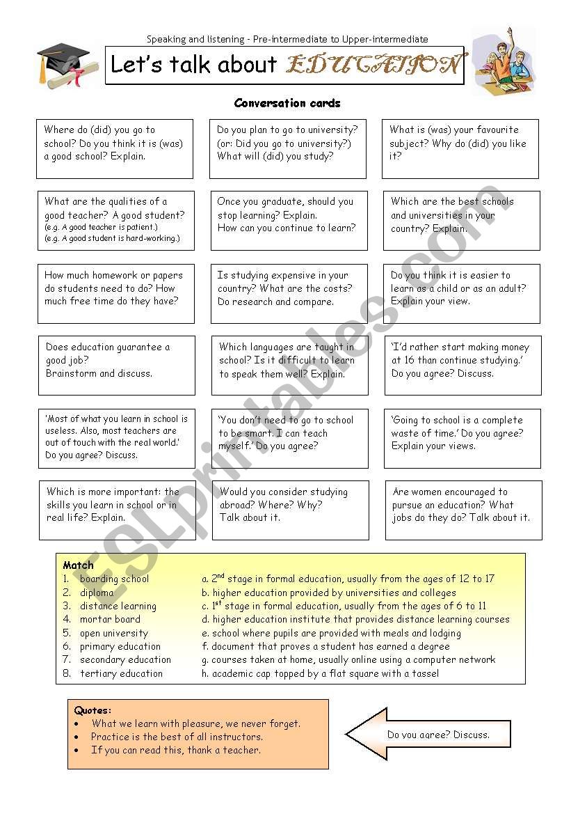 Let´s talk about EDUCATION - ESL worksheet by PhilipR