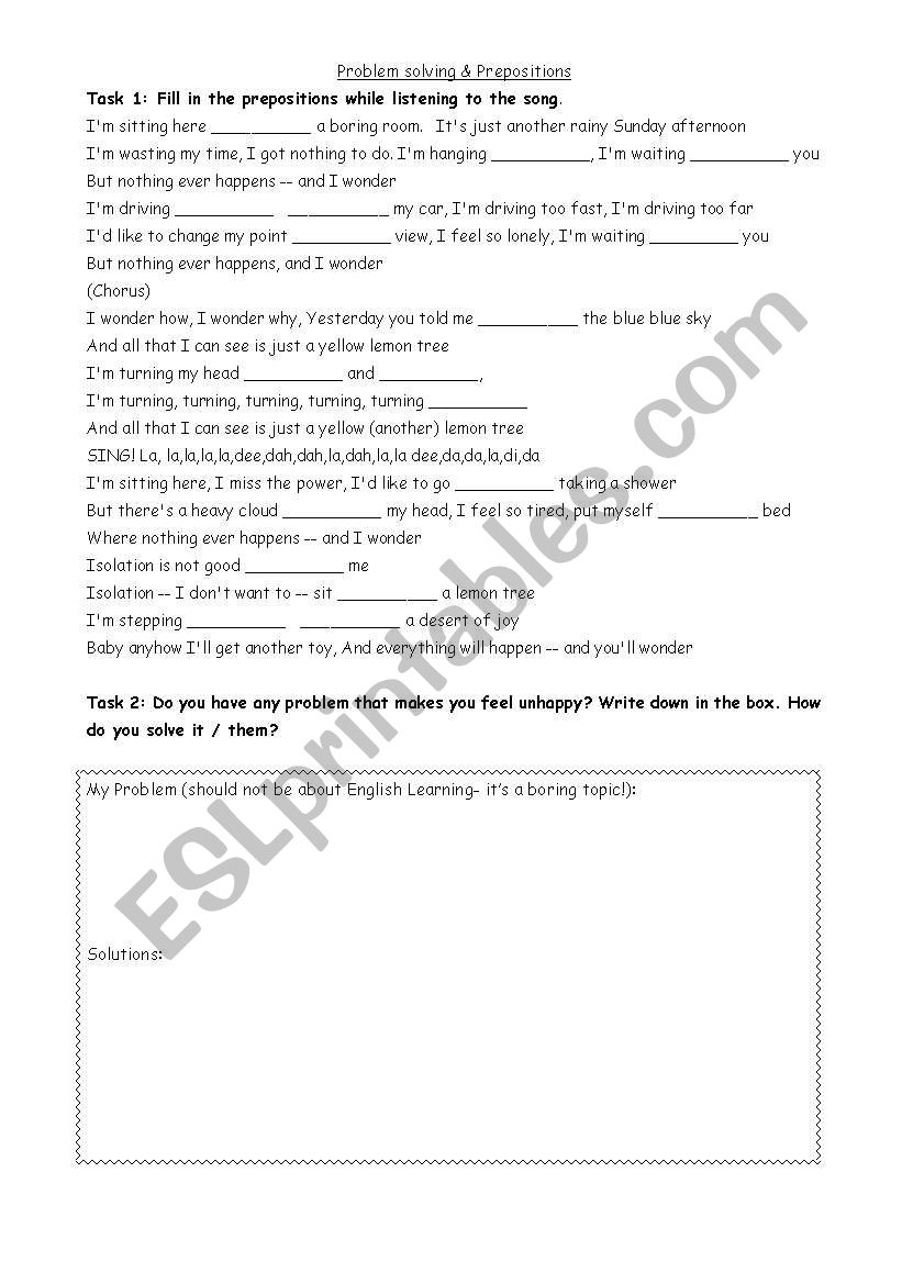 Song Lemon Tree worksheet