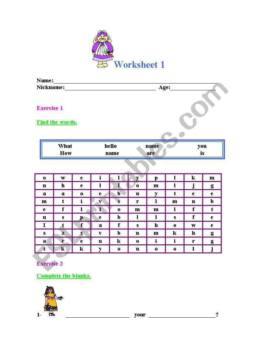 Worksheet greetings worksheet