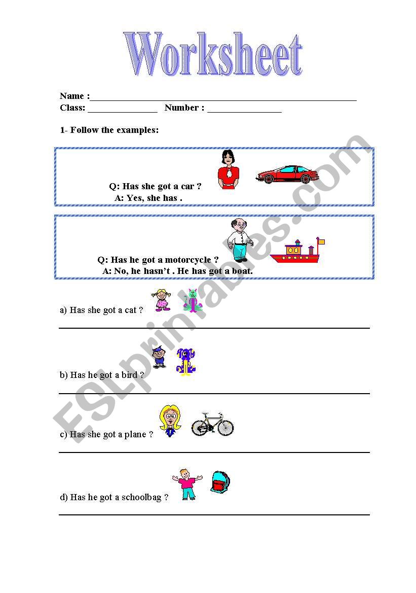 worksheet-Has she got... worksheet