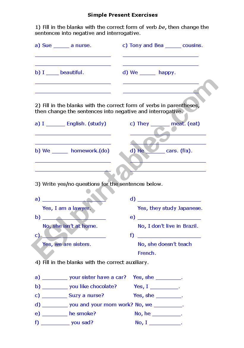 Simple Present worksheet