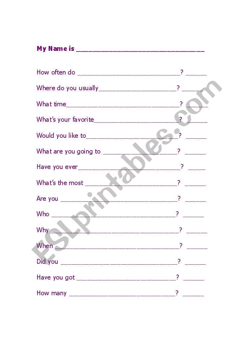 Making questions worksheet