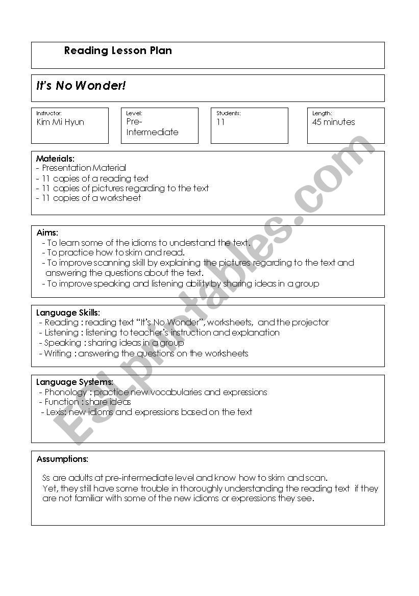 lesson worksheet