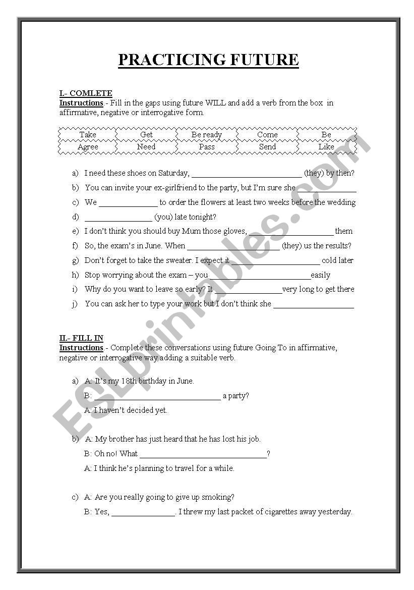 future worksheet