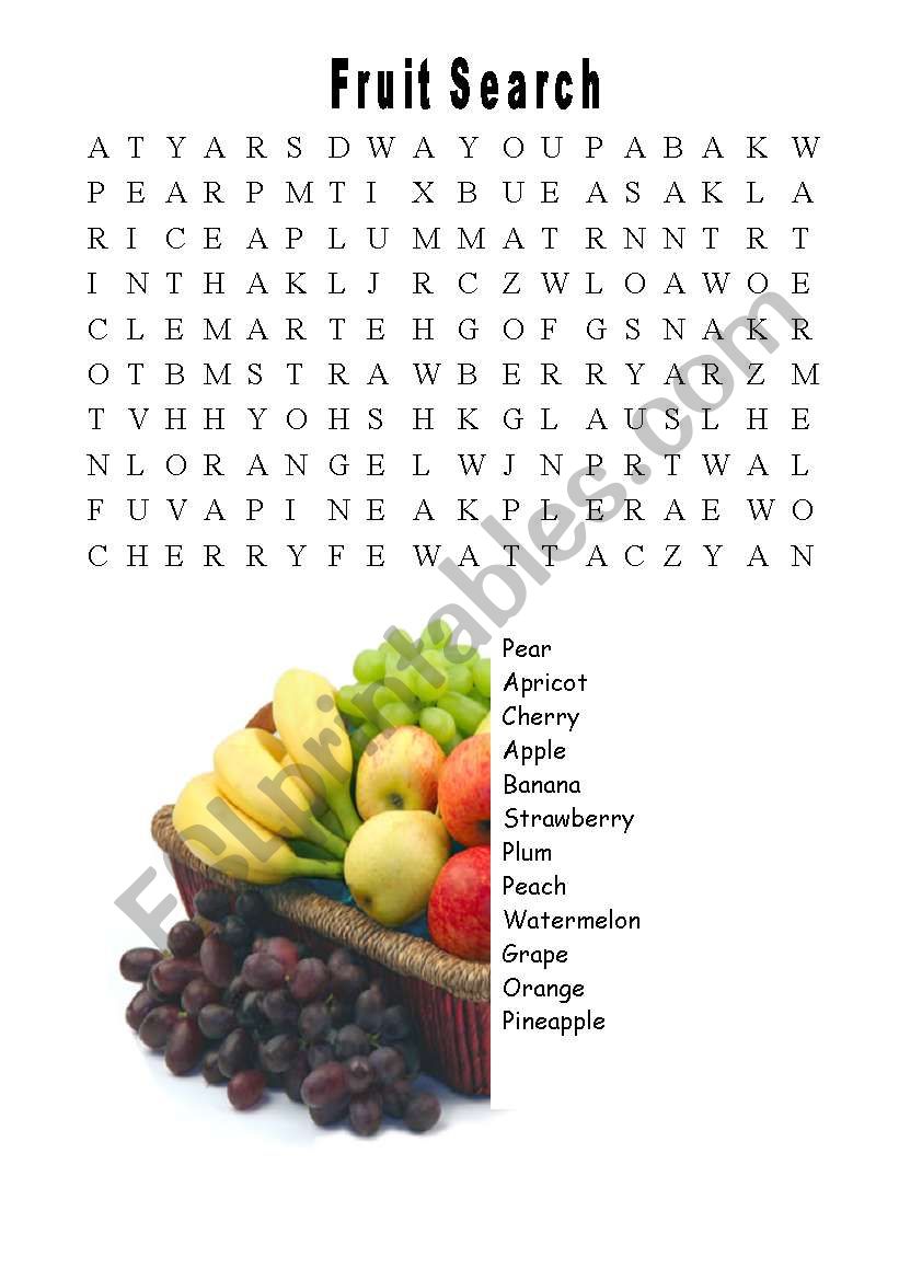 Fruit Search worksheet