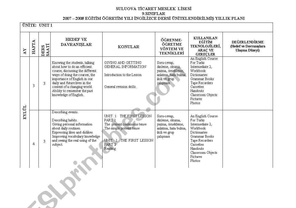 lesson plan worksheet