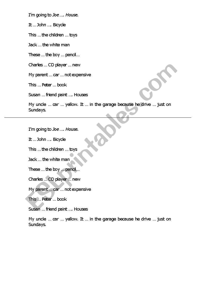 Jobs worksheet