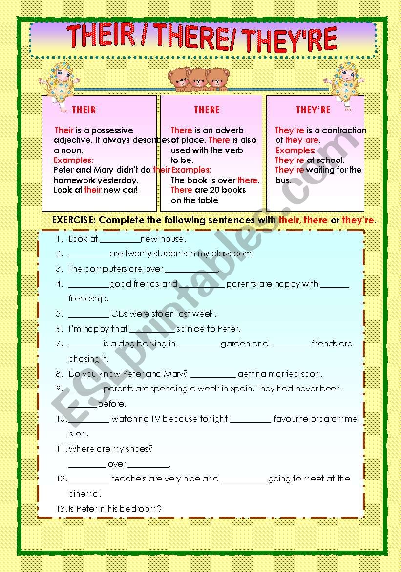 THEIR THERE And THEY RE ESL Worksheet By Macomabi