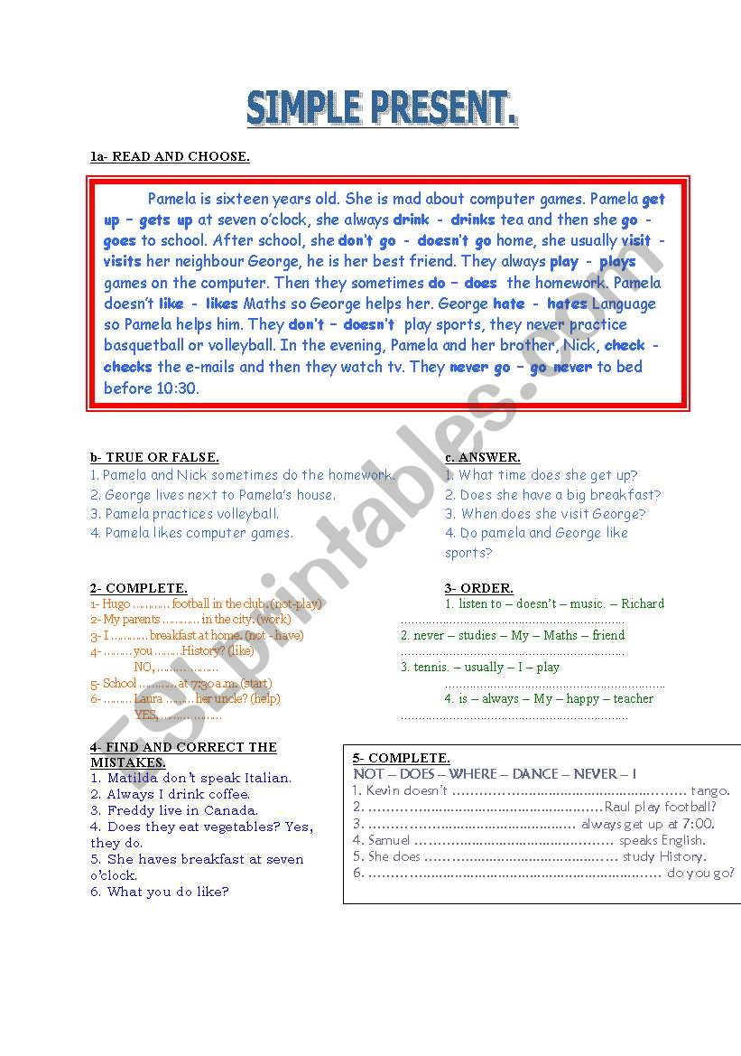 Simple Present worksheet