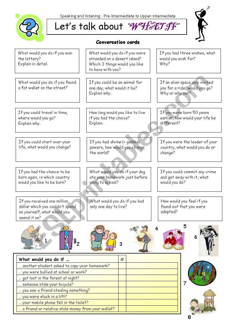 Let´s talk about ´WHAT IF´ - ESL worksheet by PhilipR