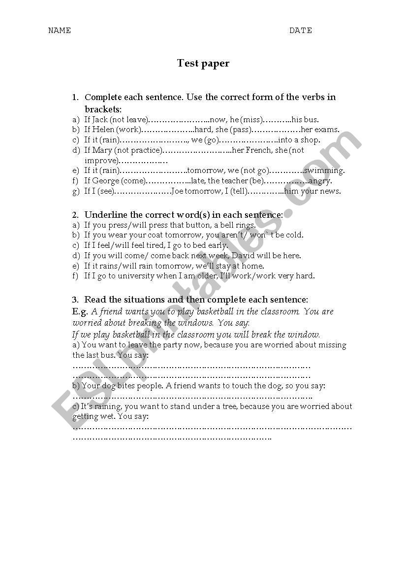 if clause worksheet