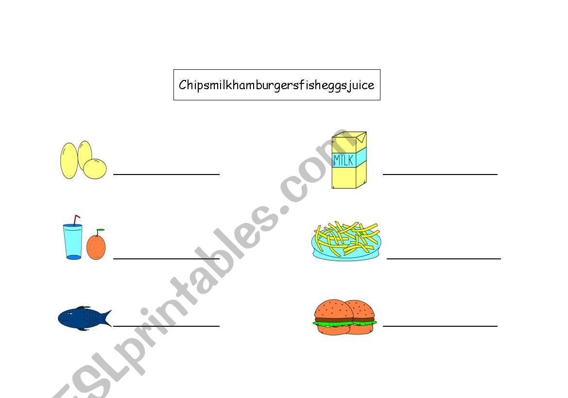 food worksheet