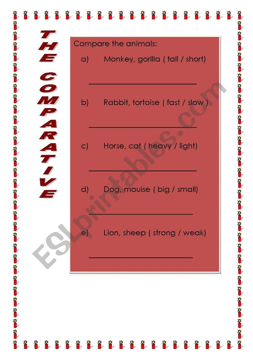 Comparatives worksheet