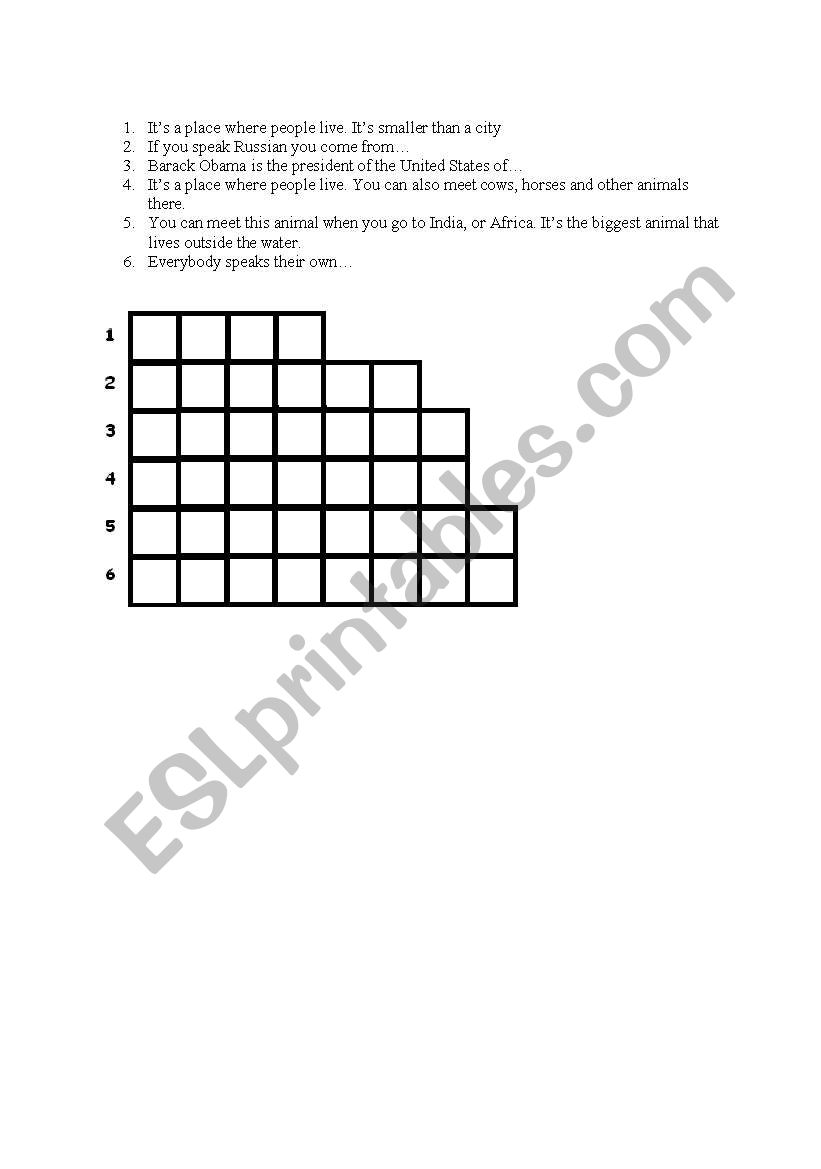 Travel / Geography crossword worksheet