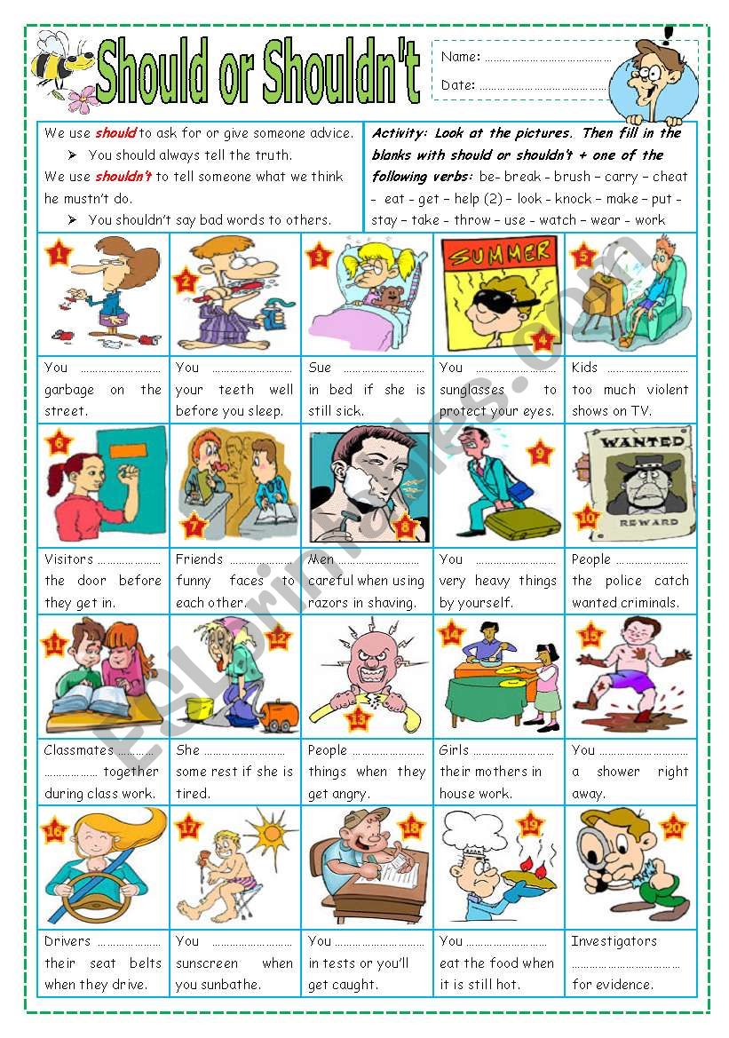 You shouldn t ask. Should shouldn't упражнения. Should shouldn`t упражнения для детей. Should Worksheets. Задания на should shouldn't 3 класс.