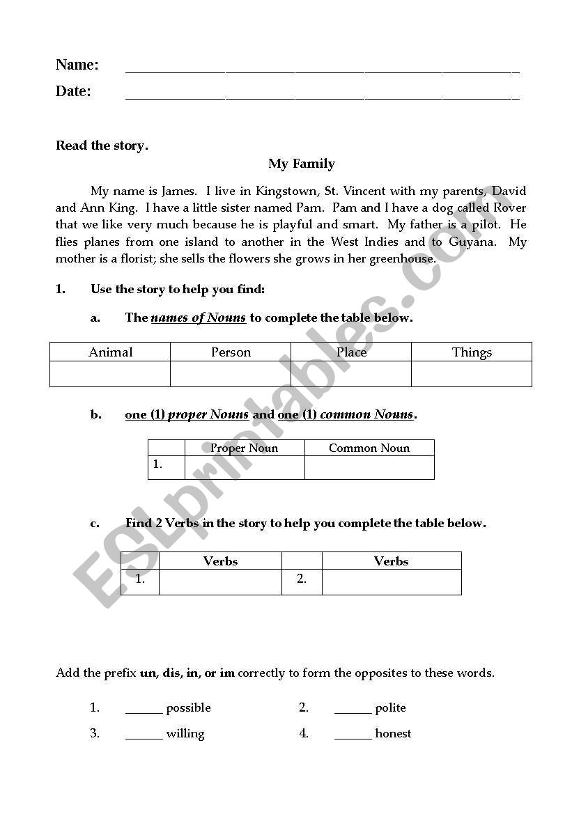 English Worksheets Mixed Language Arts Questions