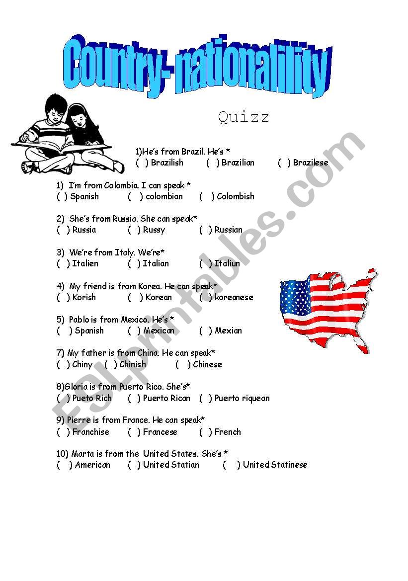 where are you from?  worksheet