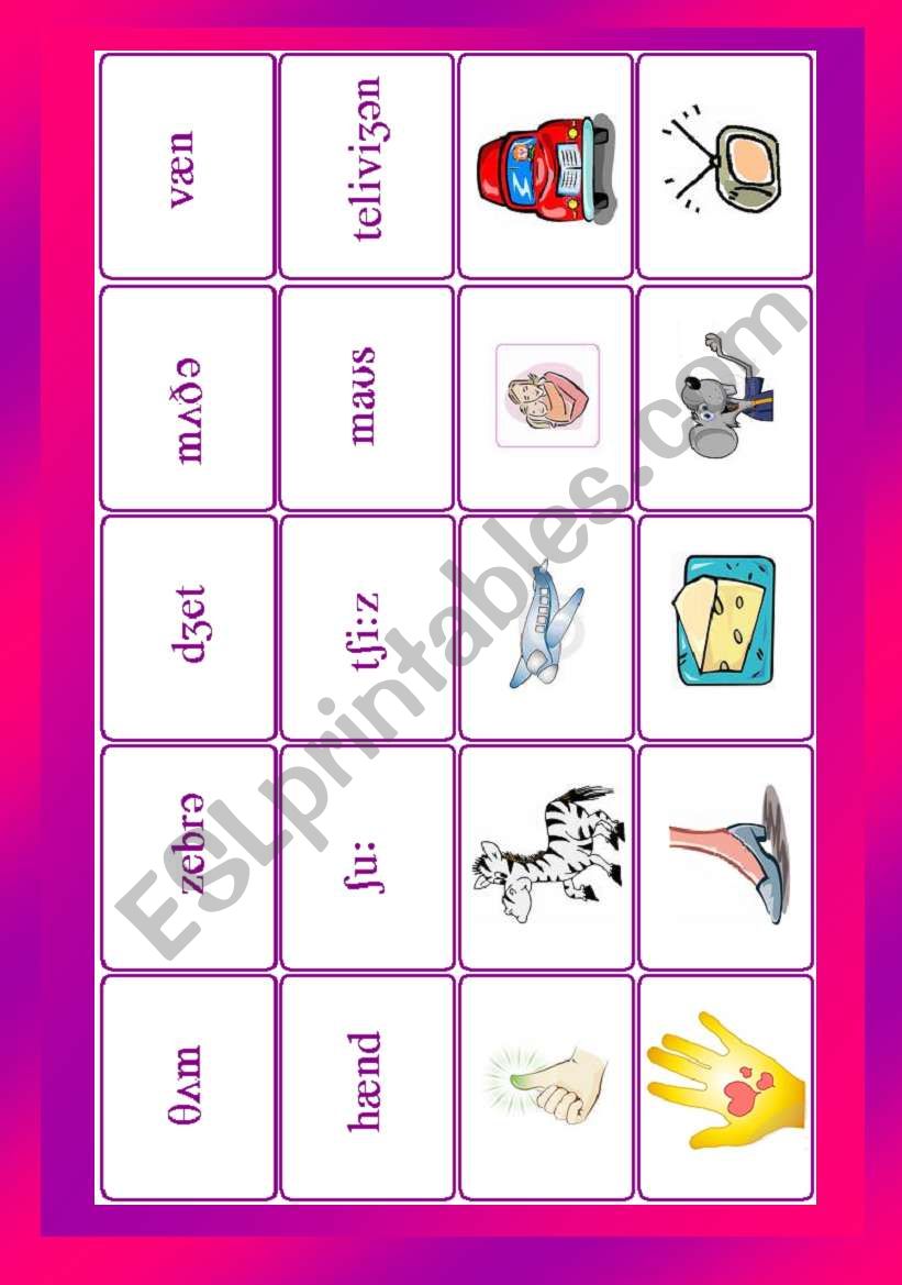 Phonetic symbols - Memory game ( set of cards 2 ) - ESL worksheet by isabet