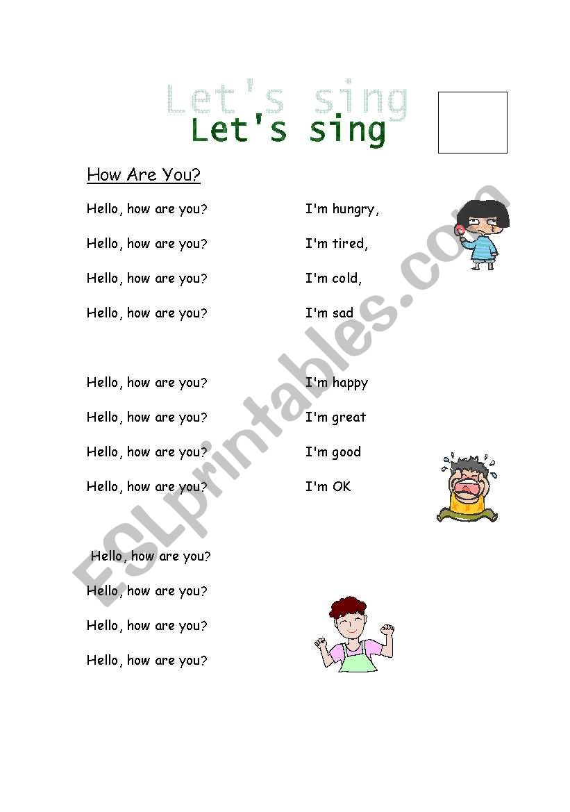 How are you song worksheet