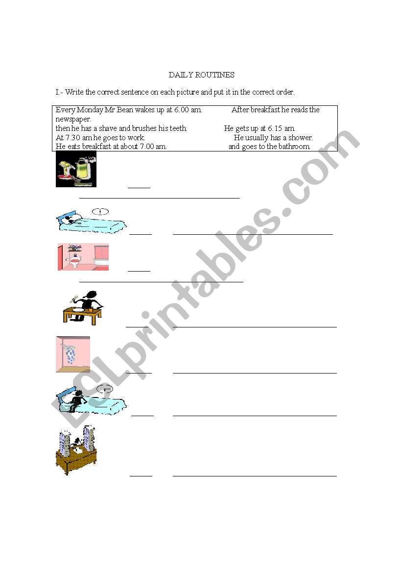 Daily routine worksheet worksheet