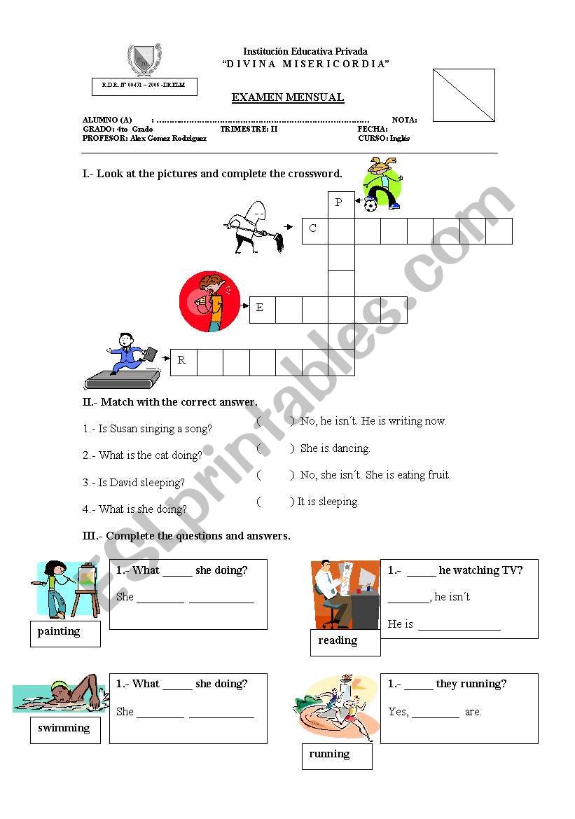 Free activities worksheet