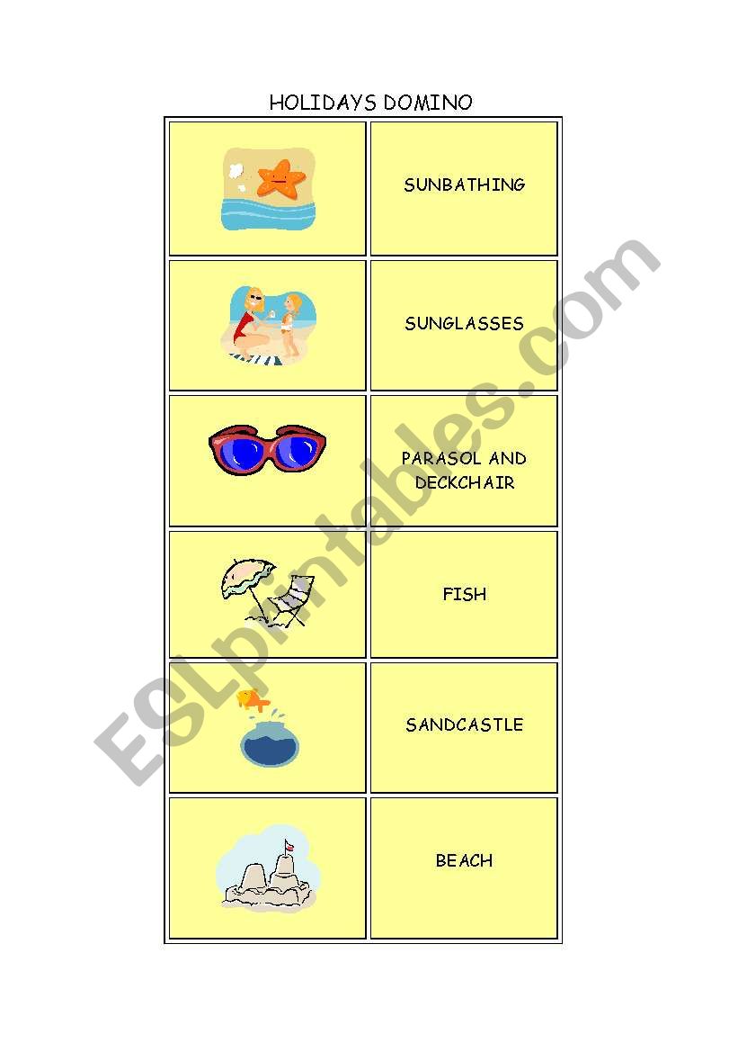 holidays domino worksheet