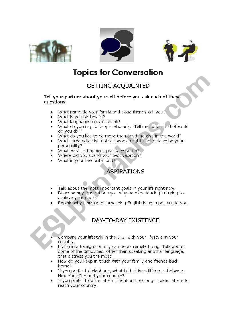 Advanced Conversation Topics ESL Worksheet By Brazilrule