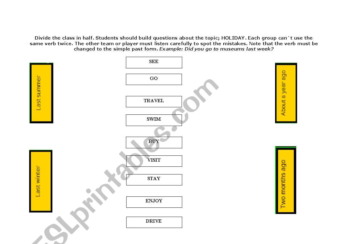 Build up sentences - Simple Past group exercise