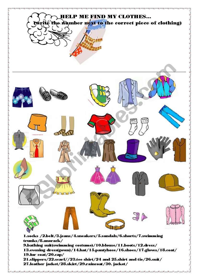 clothes: can be used as a lesson, a revision worksheet, or even a test ...