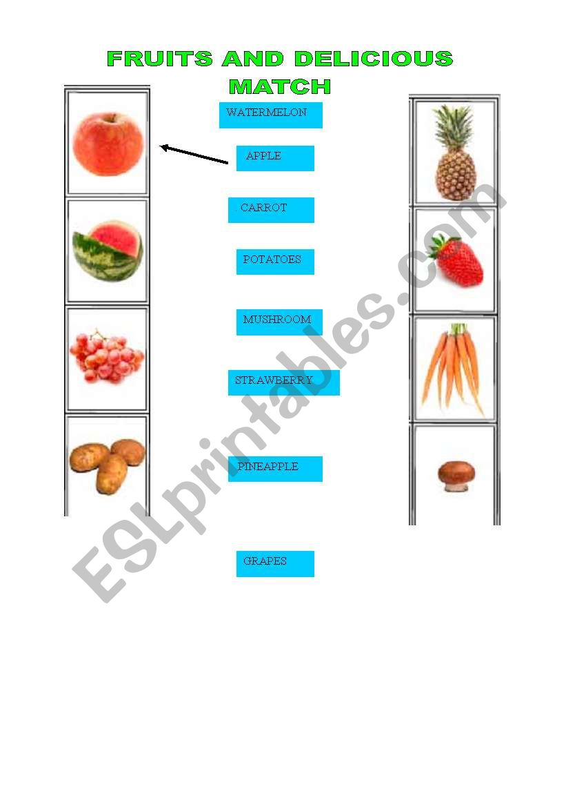 fruits match worksheet