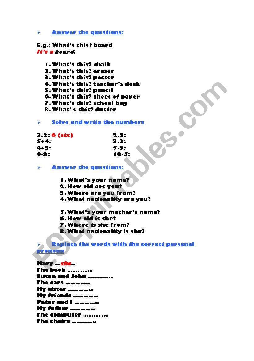 english worksheets english for beginners