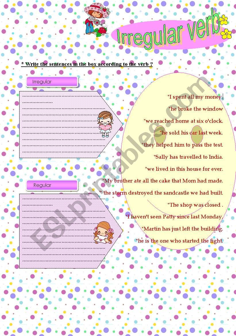 Irregular verbs worksheet