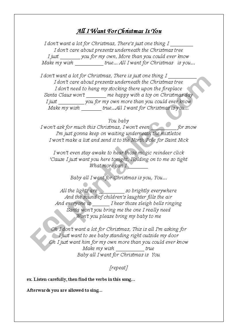 MARIAH CAREY - CHRISTMAS SONGS ACTIVITY