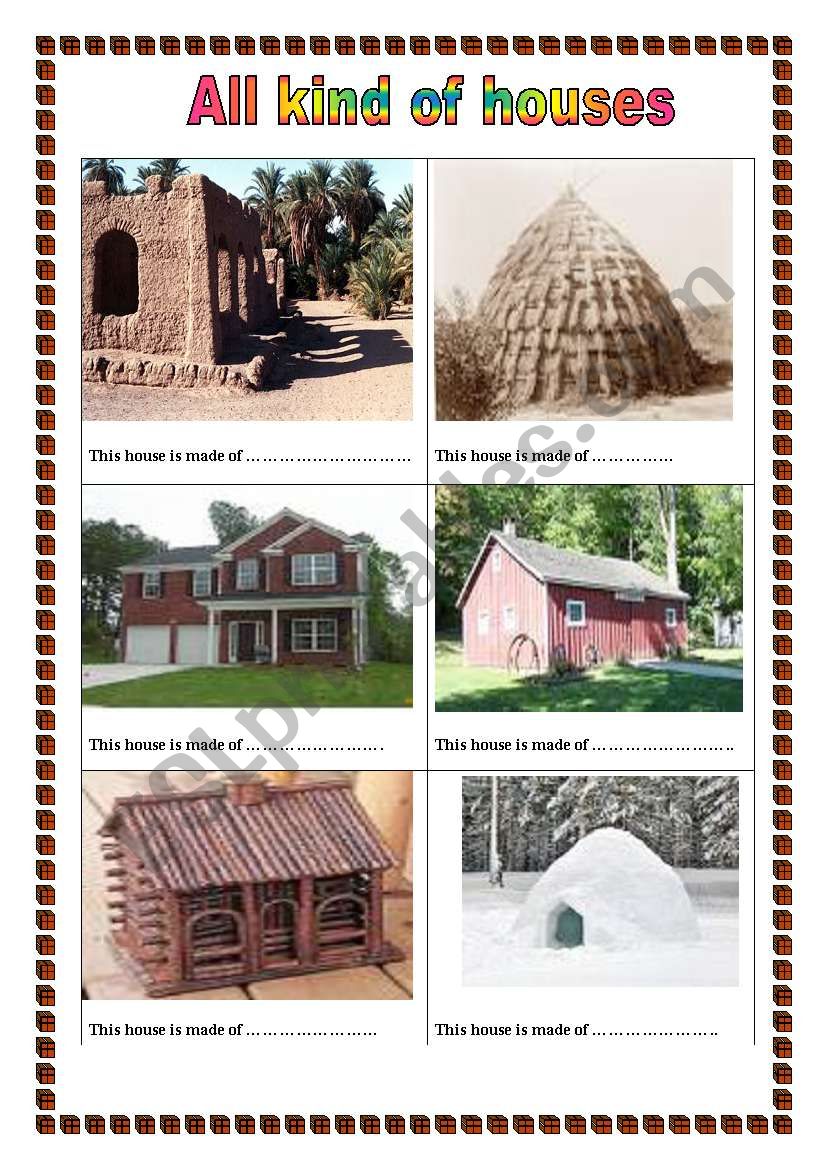 Types Of Houses Worksheet For Kids