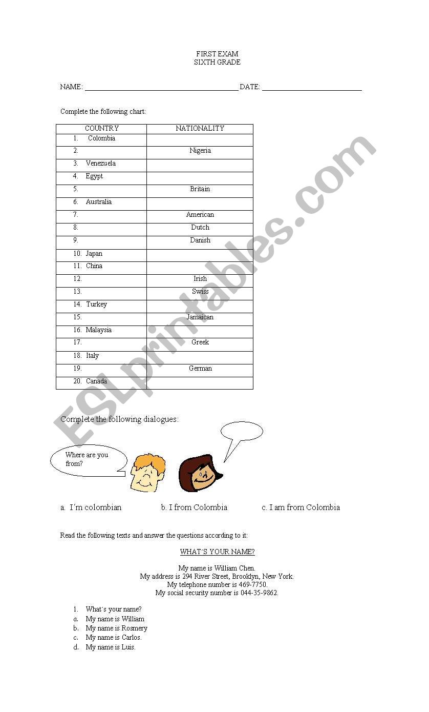 revision worksheet