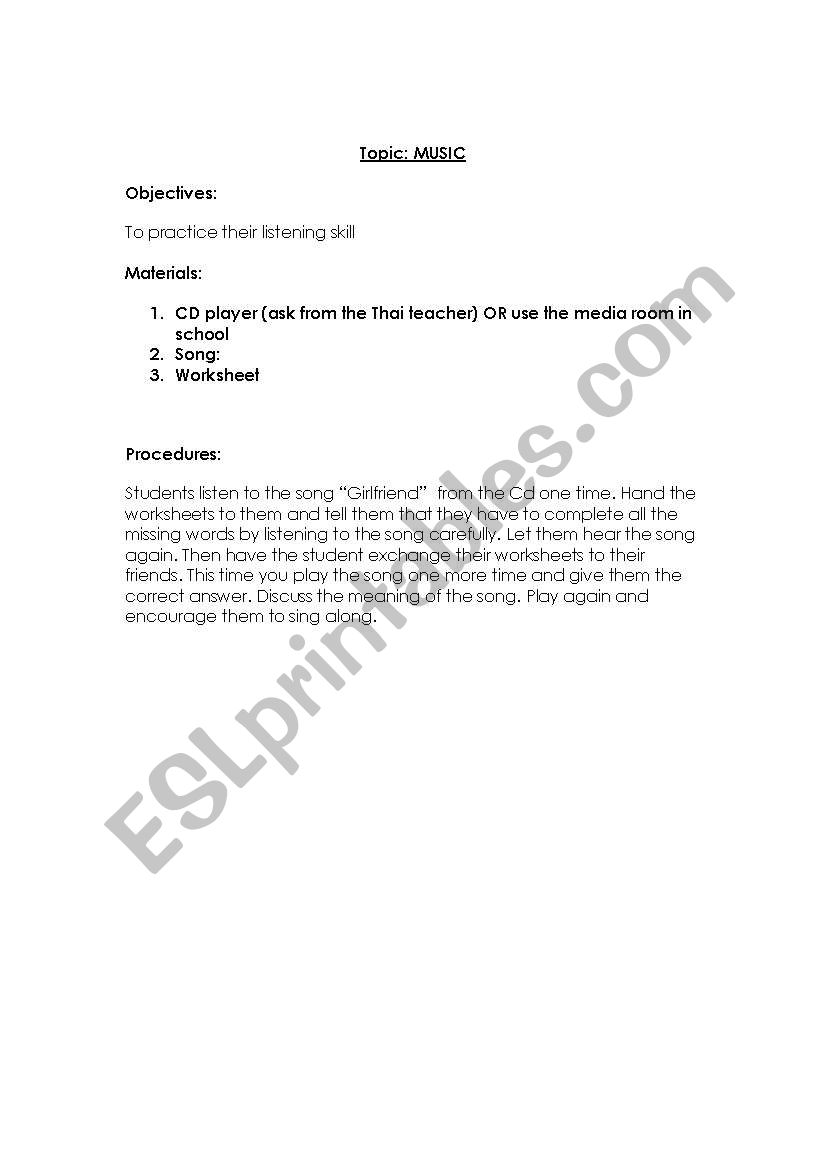 Listening Exercise worksheet