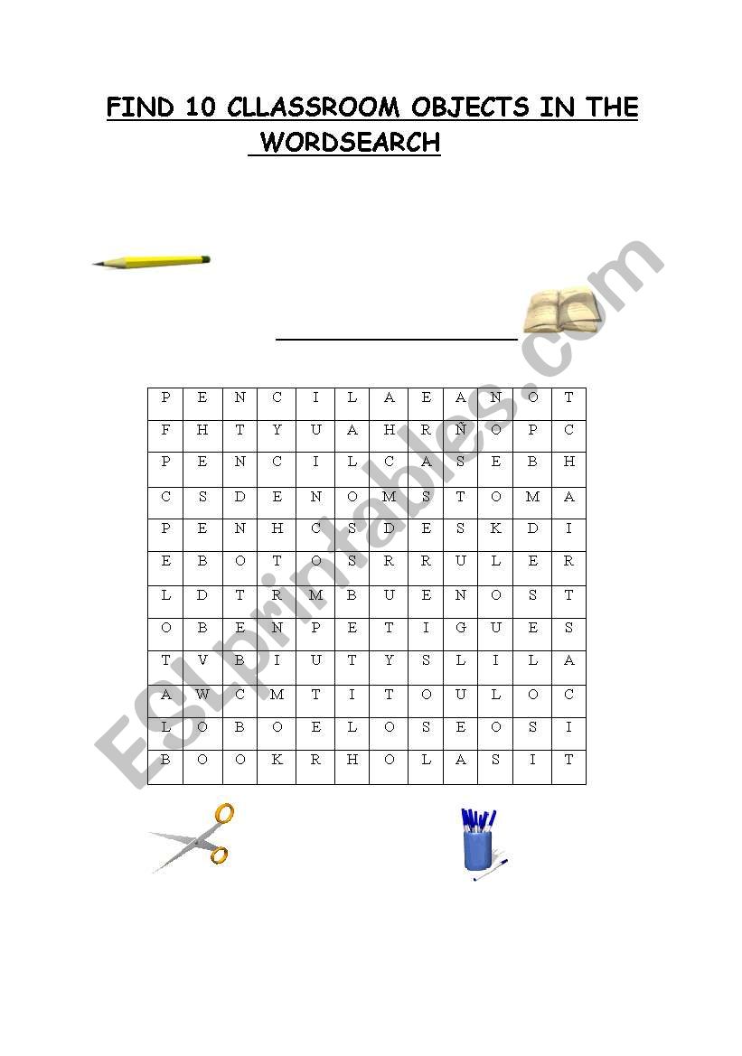 Classroom objects worksheet