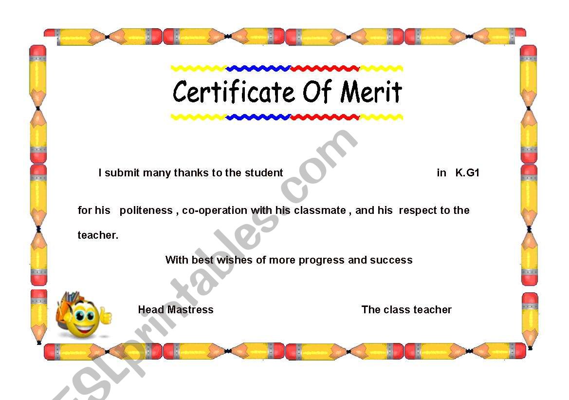 certificate for kg children worksheet