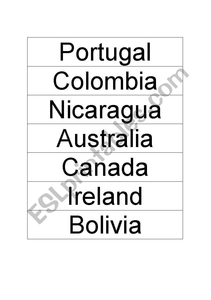 Countris and Capitals worksheet