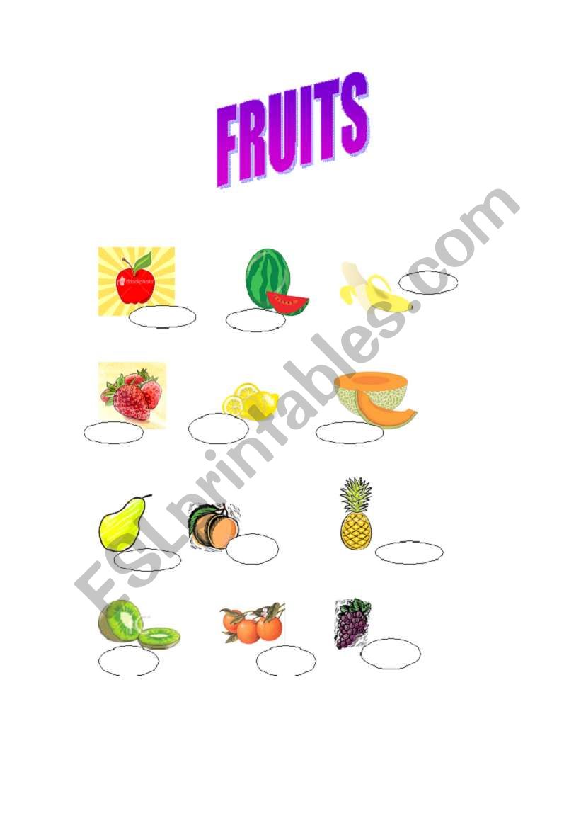 Fruits names worksheet
