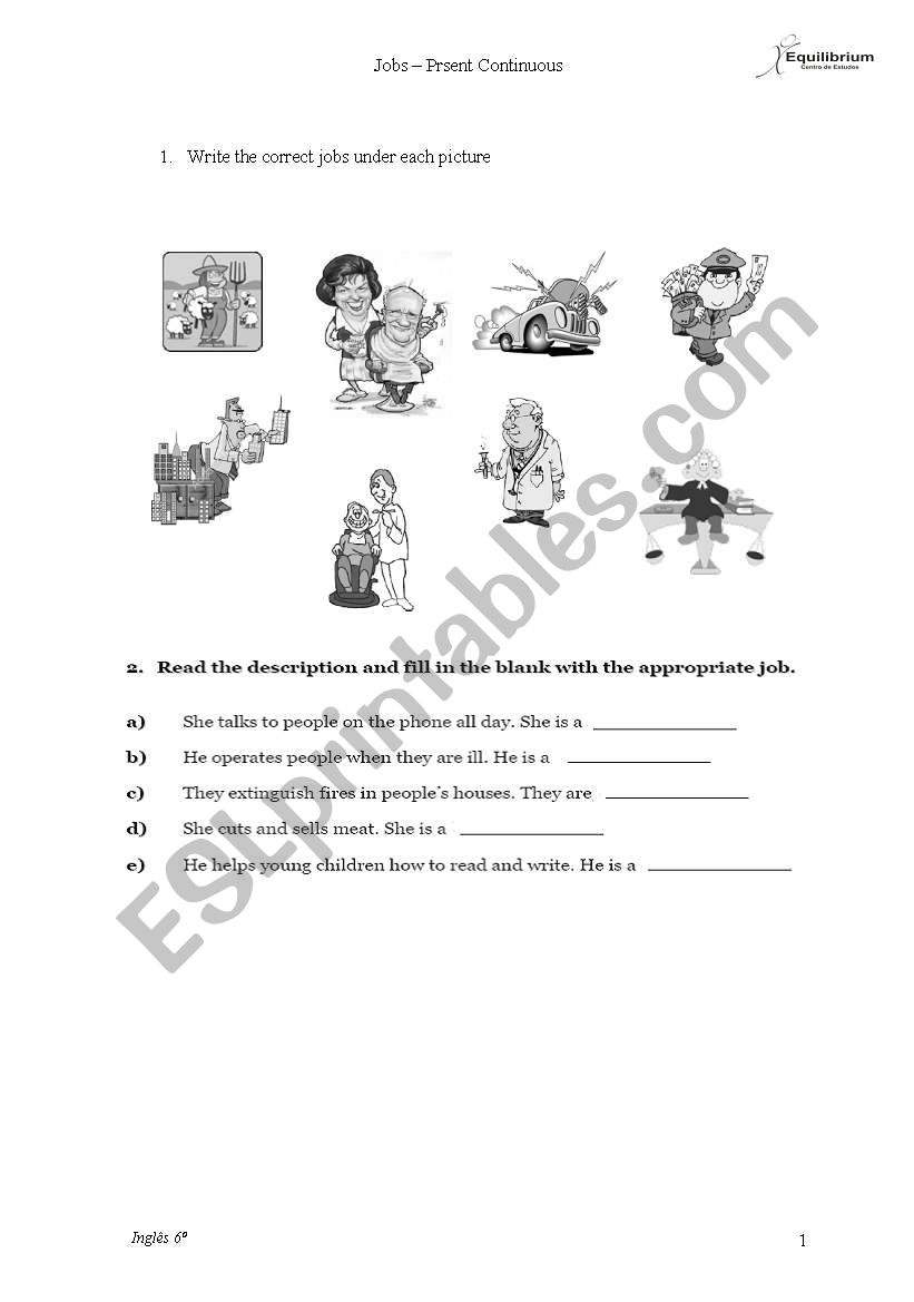 Jobs worksheet