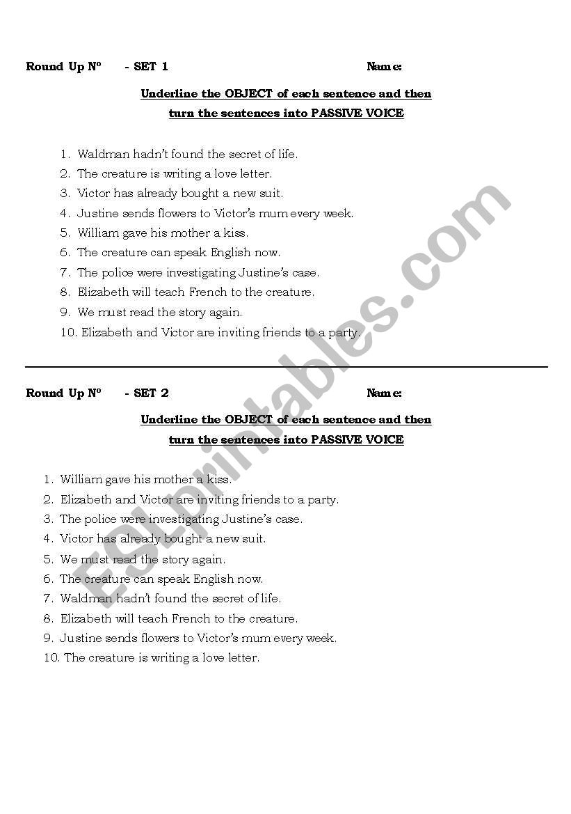 Passive Voice worksheet