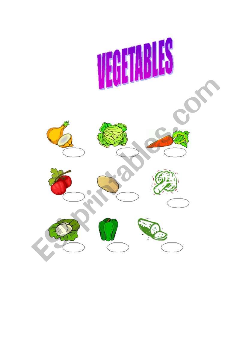 Vegetables worksheet