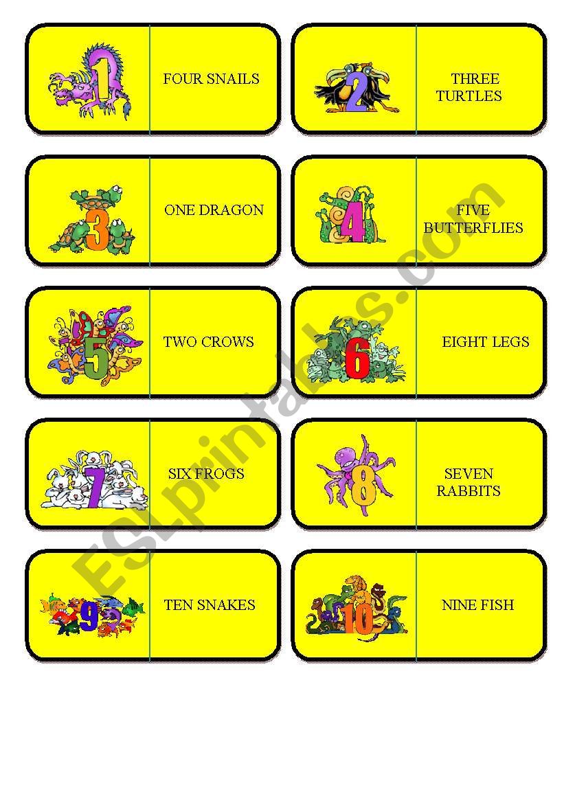 ONE TO TEN DOMINOES worksheet