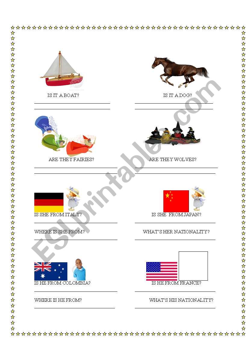 Verb to be + Nationalities worksheet