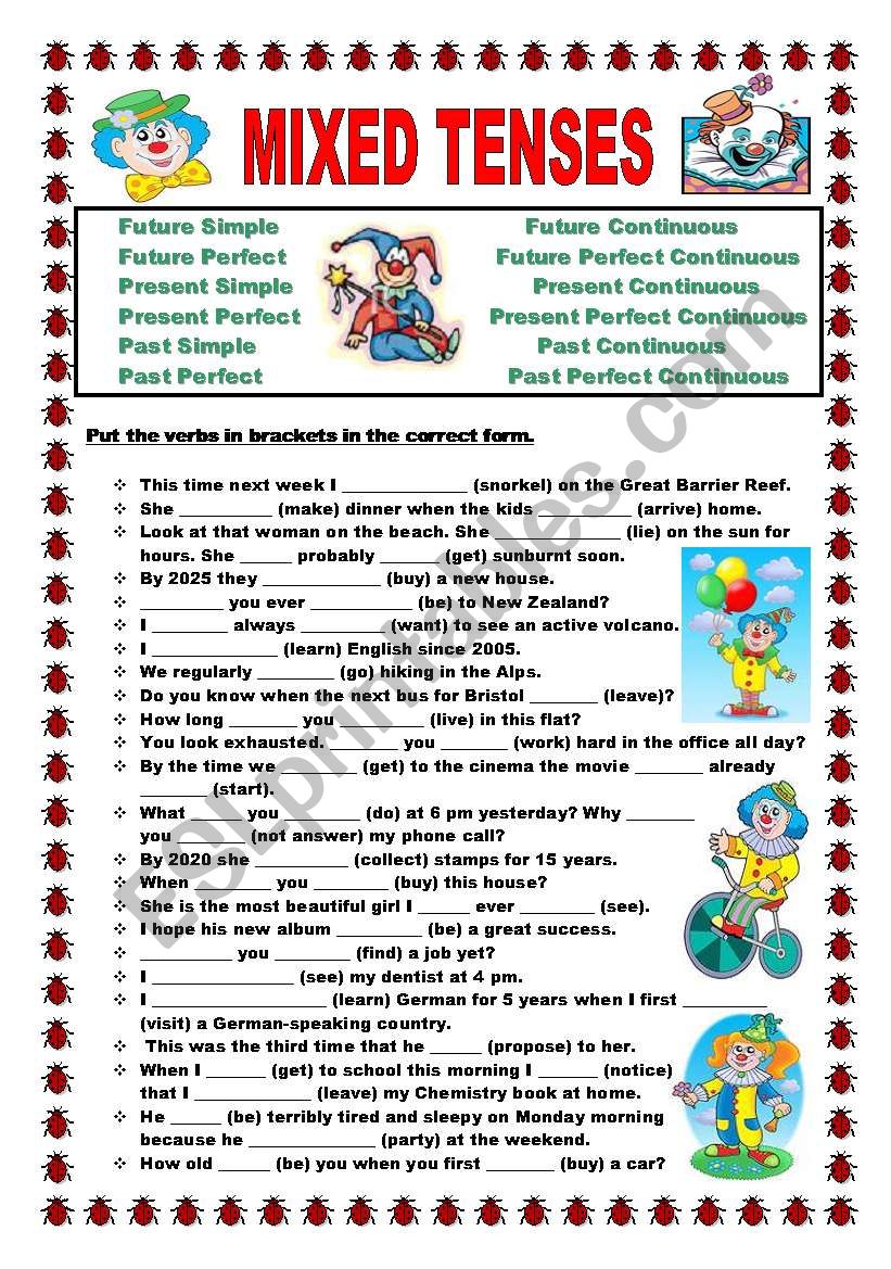 Tenses Worksheets For Class 4 With Answers