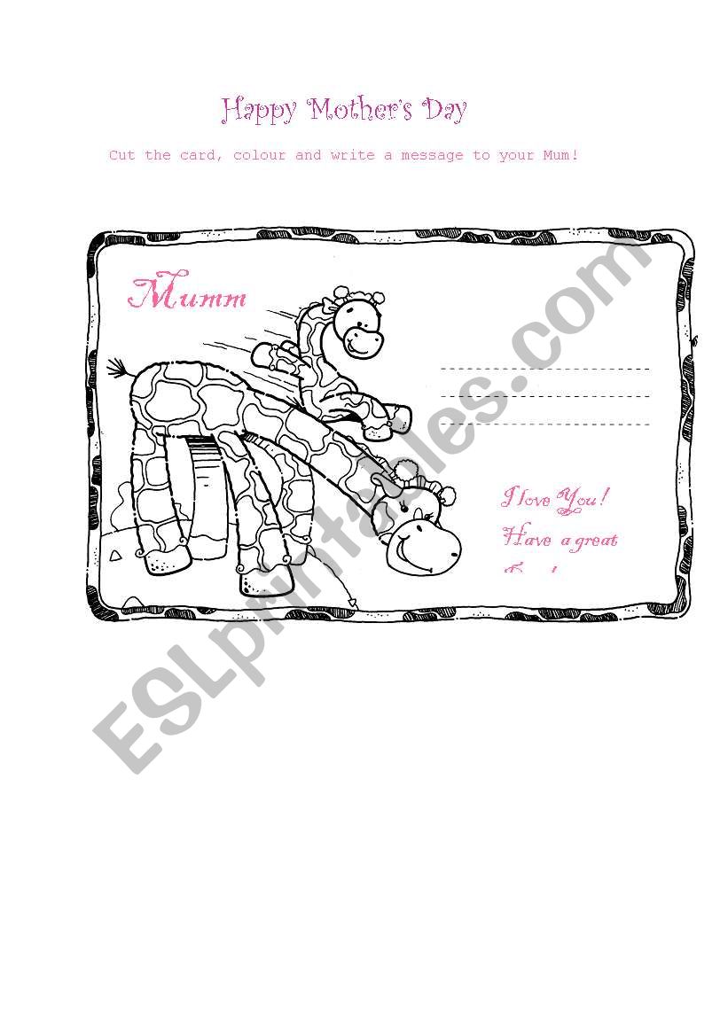 Mother´s Day Card Esl Worksheet By Slac