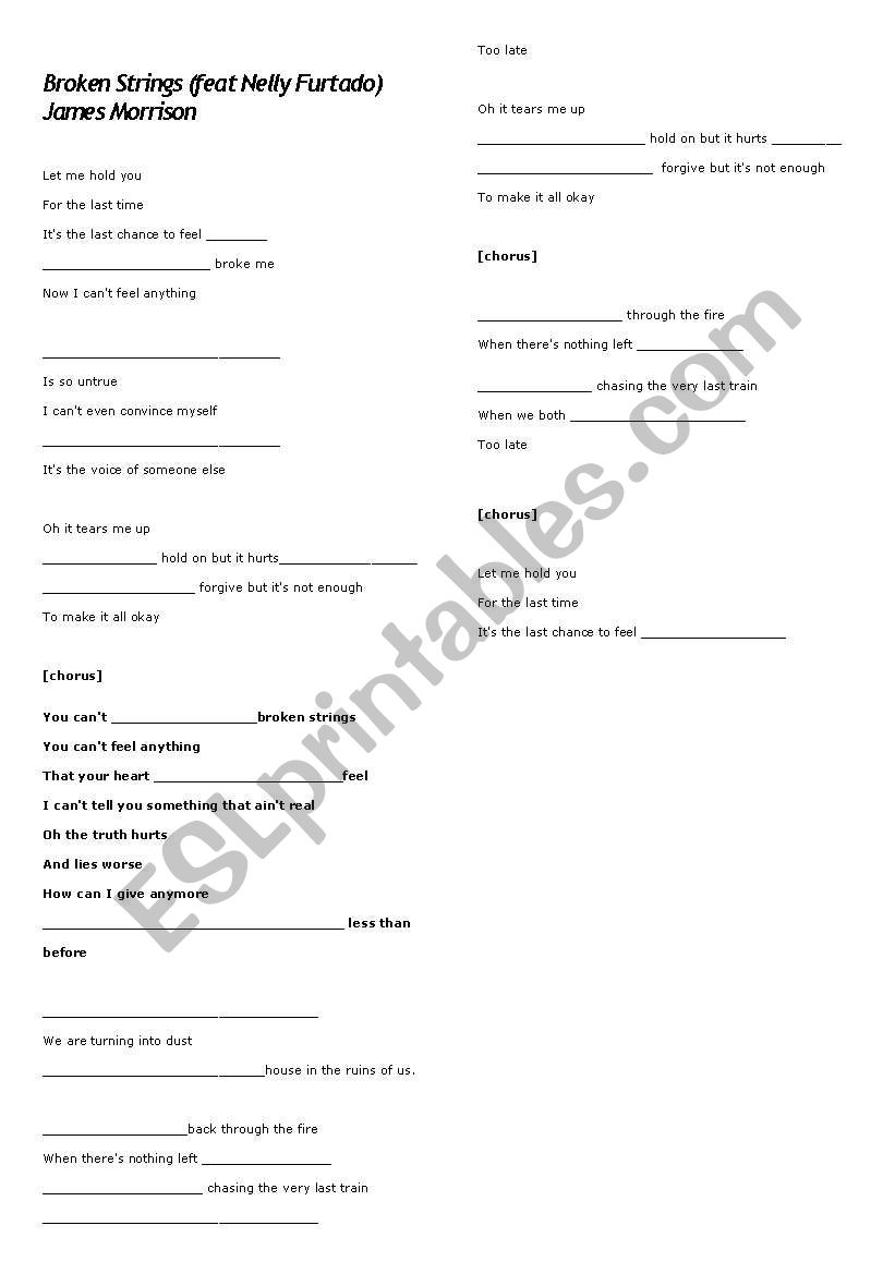 Broken Strings worksheet