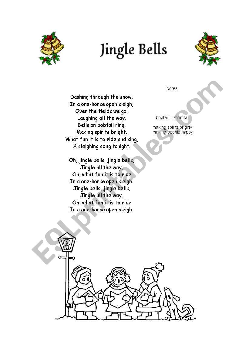 English worksheets Jingle Bells Lyric