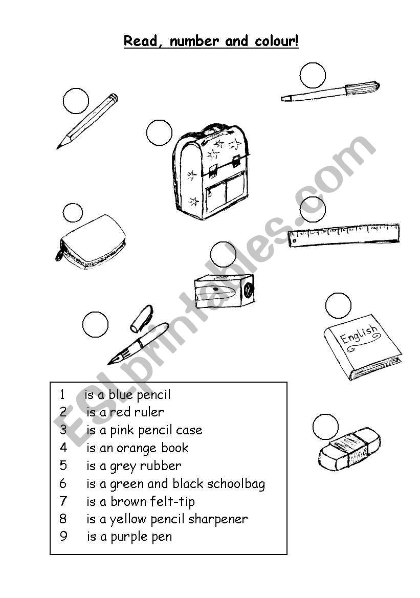 adjectives and school worksheet